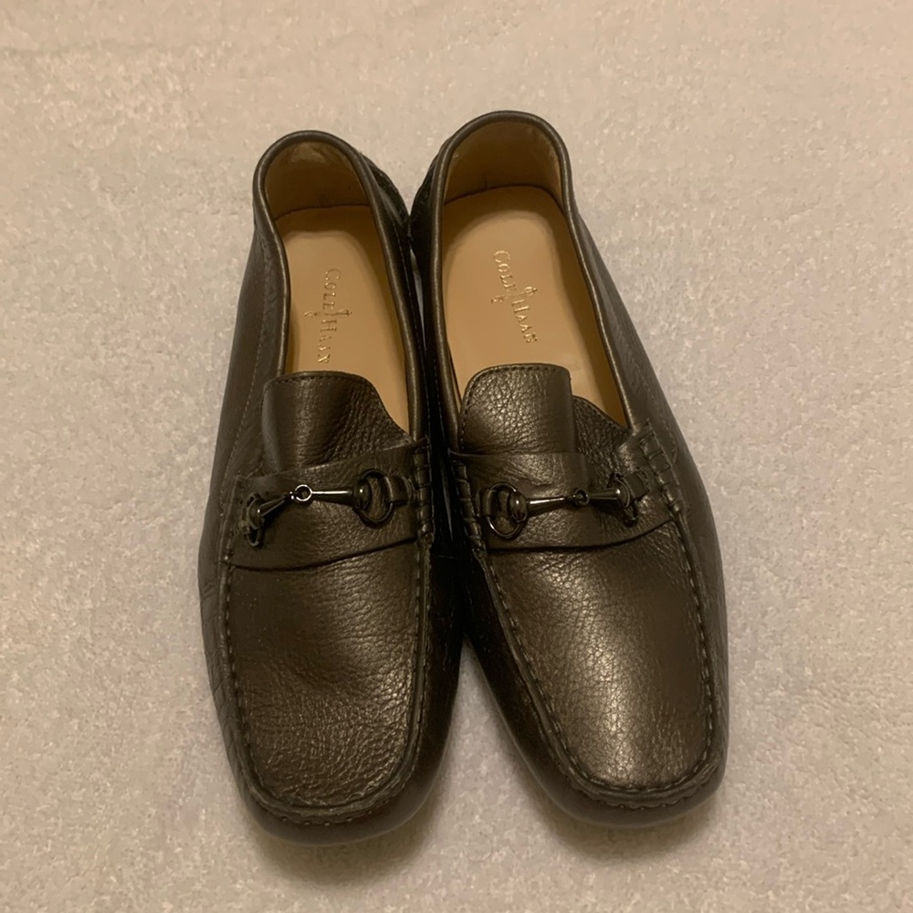 NEW Cole Haan leather drivers, 9 1/2 women’s, metallic